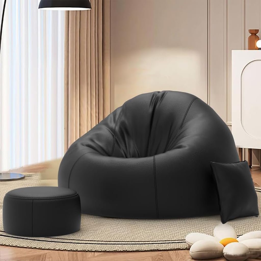 Biggie Bean Bag Chair with Beans Filled 4XL Bean Bag Sofa with Free Cushion and Footrest